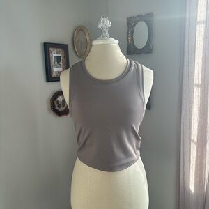 Z Supply Active Taupe Ribbed Tank Top with Sports Bra
